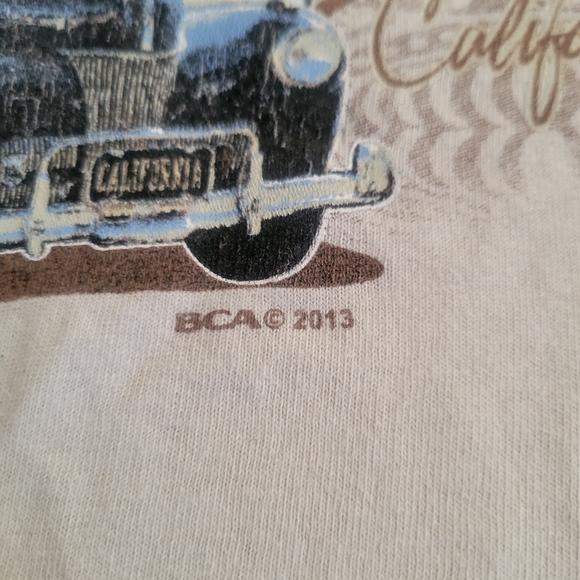 GIlDAN PISMO BEACH CALIFORNIA Tan Cotton Surf Print XL - Picture 2 of 5